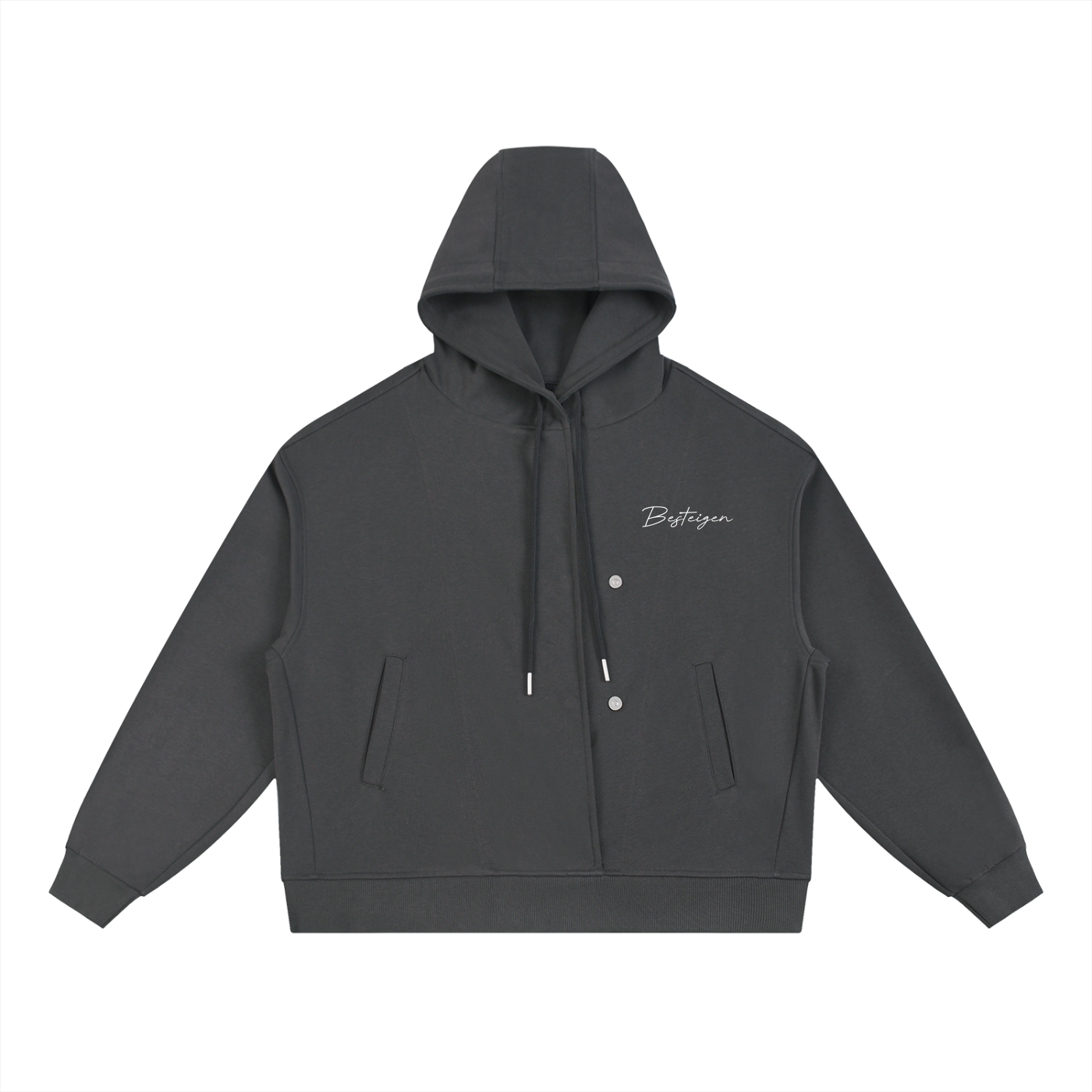 THE SCRIPT BOXY BUTTON PLACKET HOODIE