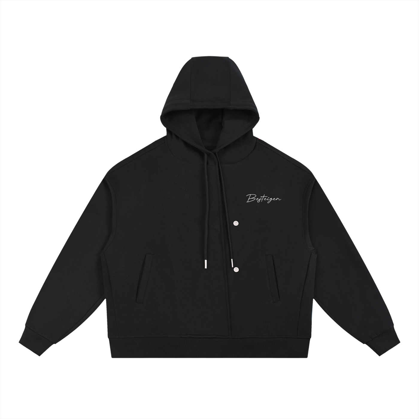 THE SCRIPT BOXY BUTTON PLACKET HOODIE