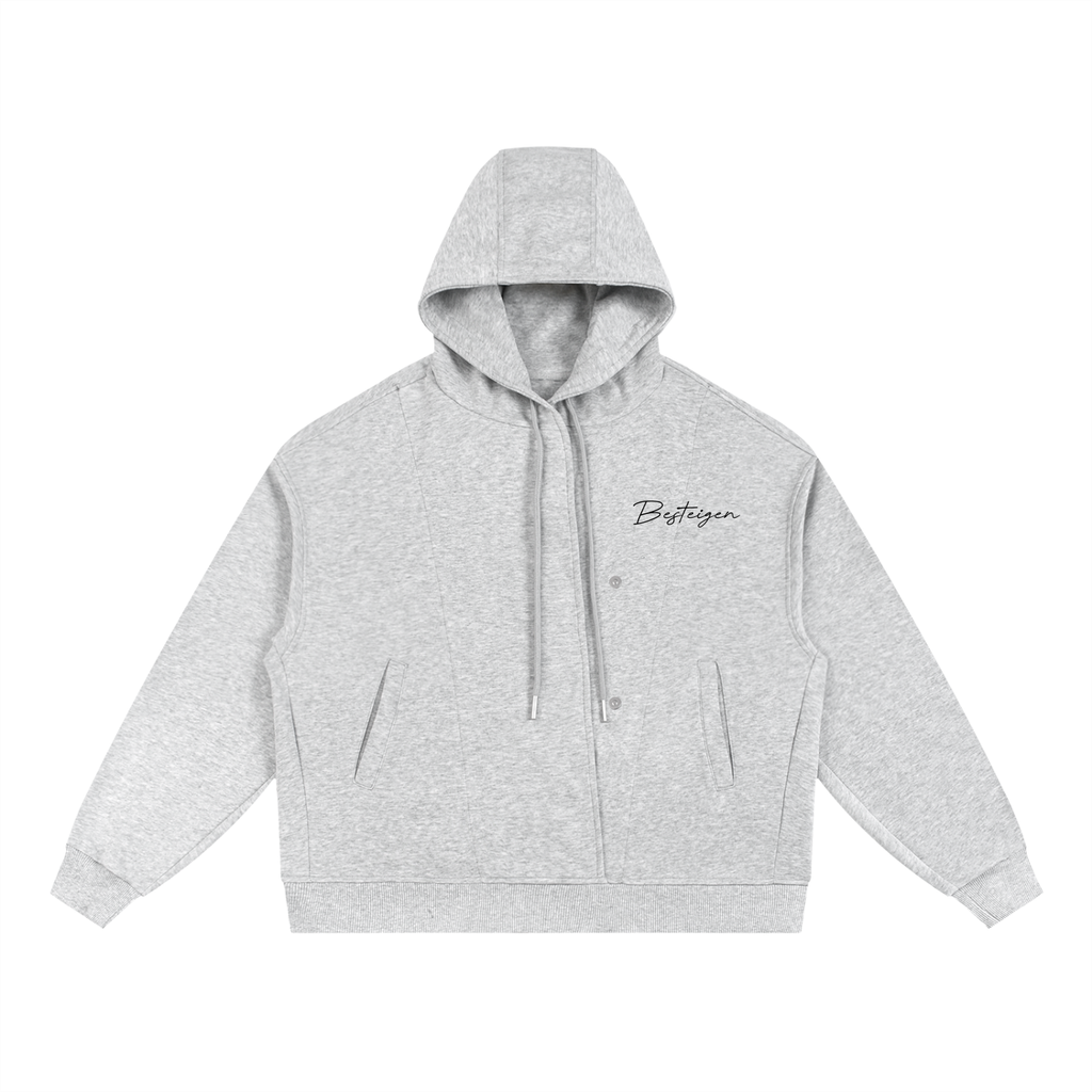 THE BOXY BUTTON PLACKET HOODIE